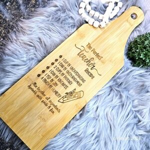 The Perfect Teacher Recipe Custom Bamboo Cutting board Handcrafted